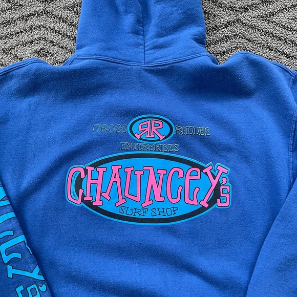 CHAUNCEY's Surf Shop Ocean City, MD Pink Blue Hoodie Sweatshirt Mens Size Large - Picture 6 of 6